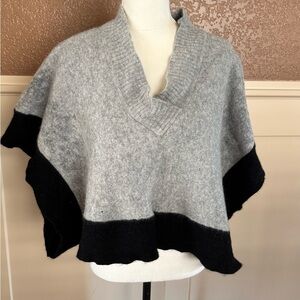 Vertigo Paris Gray and Black Poncho Sweater Size L